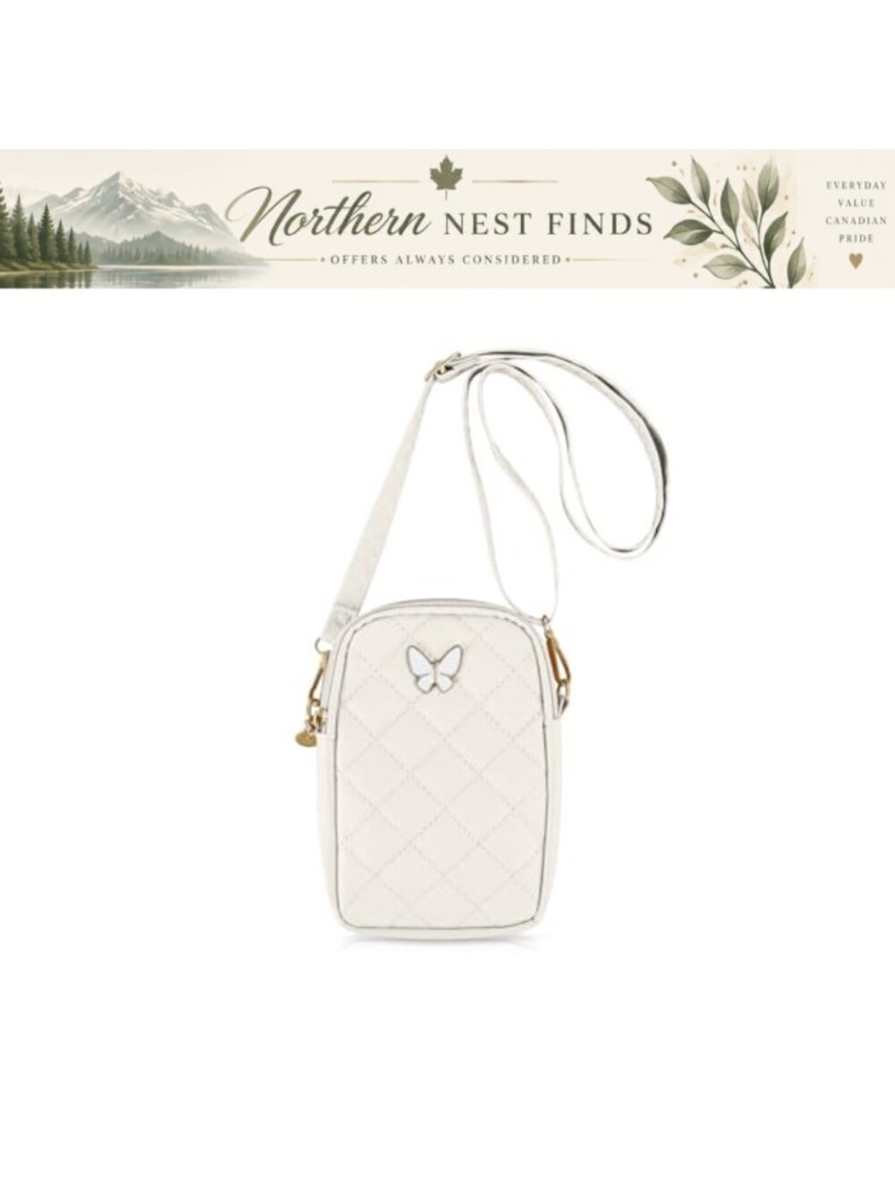 Small PU Leather Crossbody Phone Purse Butterfly Checkered Mini Bag